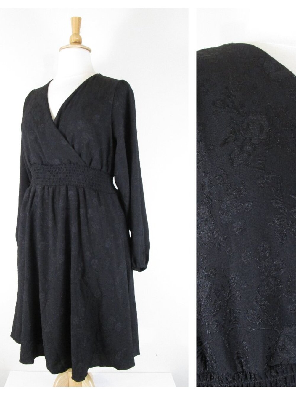 Draper James RSVP Black Floral Brocade Jacquard A-line Long Sleeve Dress XXL